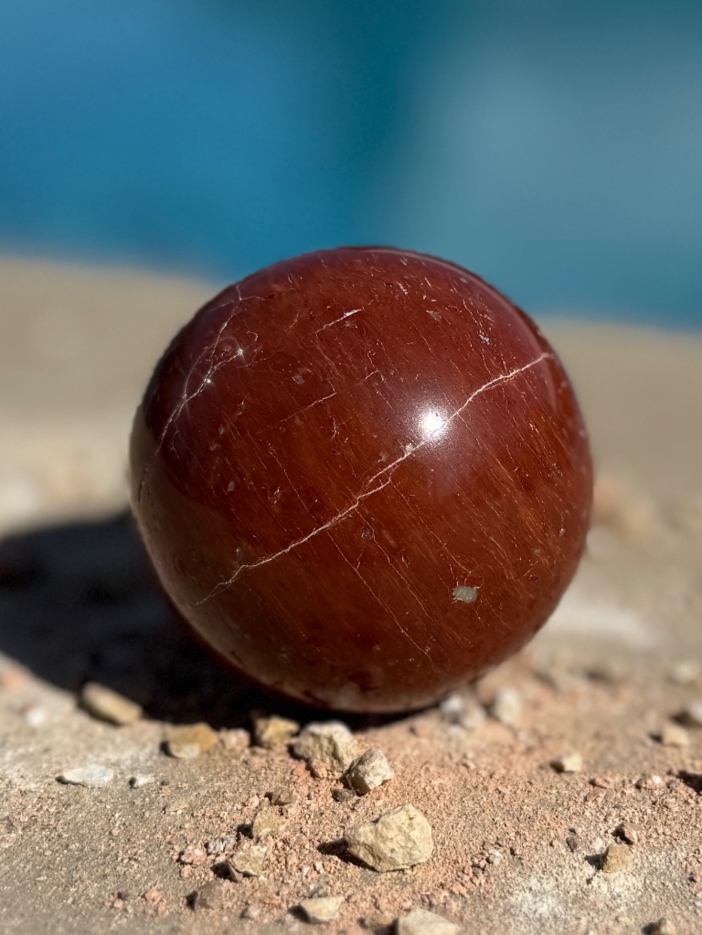 AAA Australian Deep Red Cinnabar Jasper Crystal Sphere - Picture 9 of 9